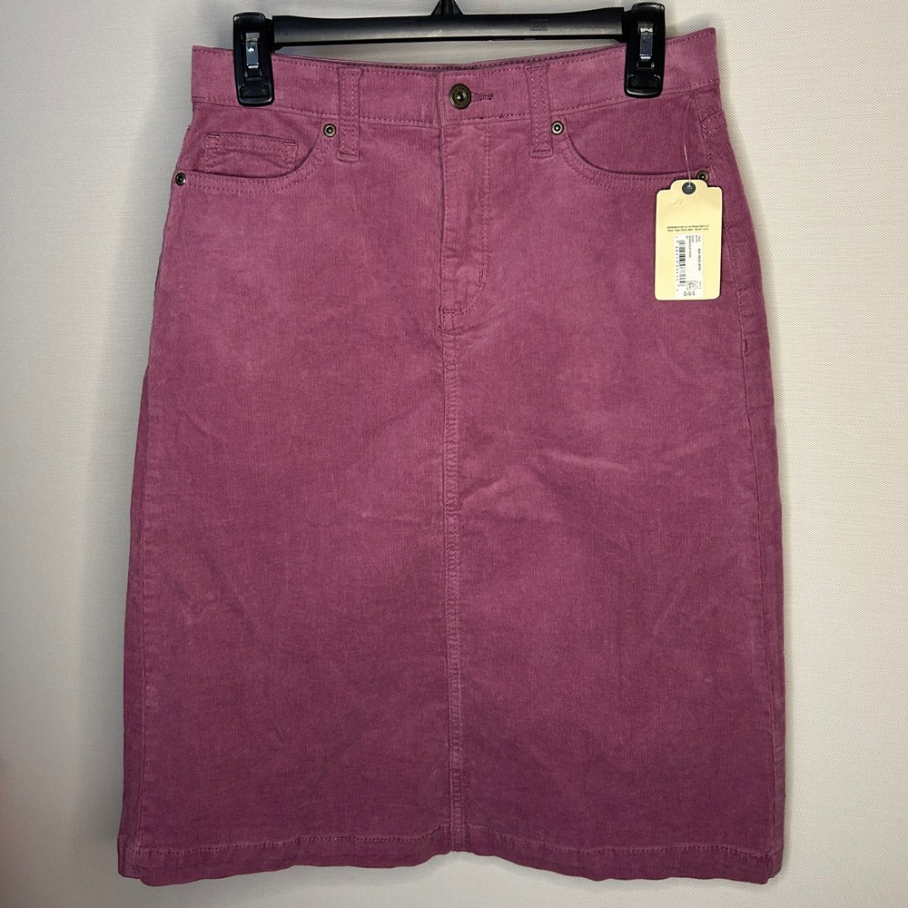 St Johns Bay Pink Corduroy Skirt Women's 4P Bordeaux Rose Midi Length A-Line NWT